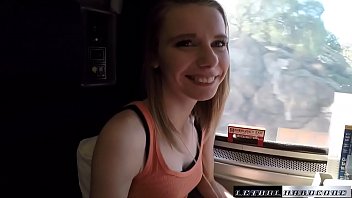 Catarina gets her teen Russian pussy plowed on a speeding train